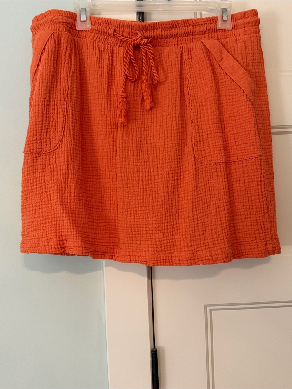 Casual Orange Drawstring Cotton Skirt Size XL X Large